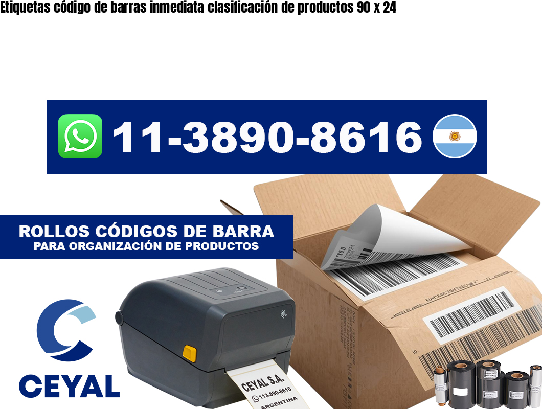 Etiquetas código de barras inmediata clasificación de productos 90 x 24