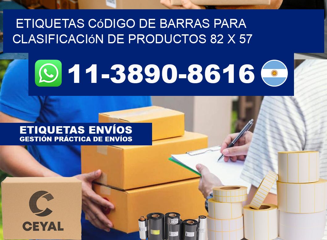 Etiquetas código de barras para clasificación de productos 82 x 57