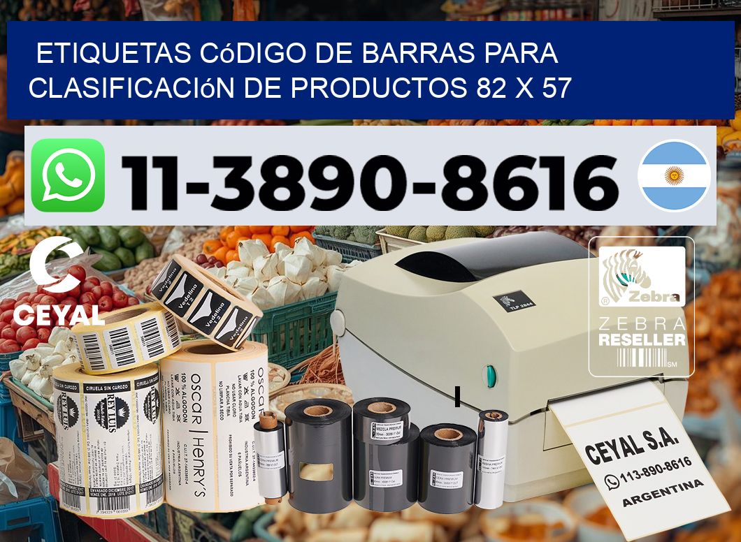 Etiquetas código de barras para clasificación de productos 82 x 57