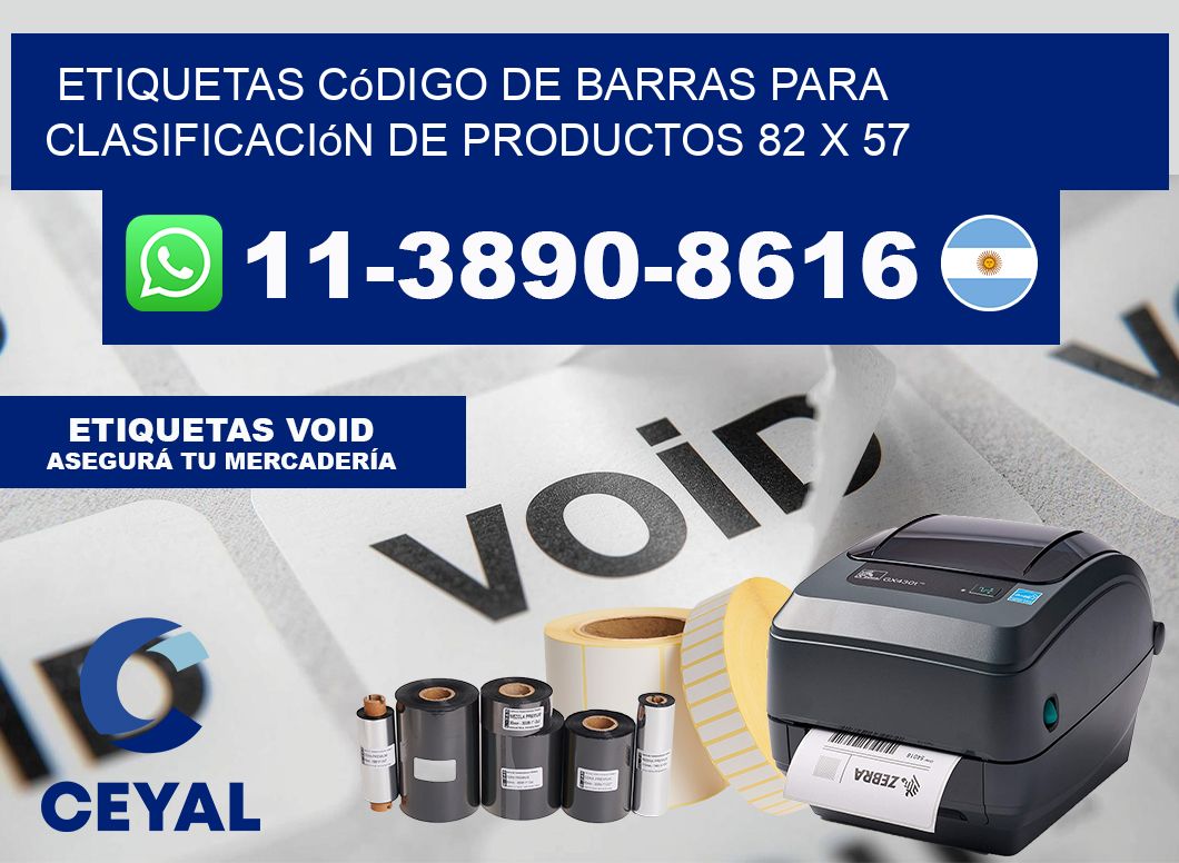 Etiquetas código de barras para clasificación de productos 82 x 57