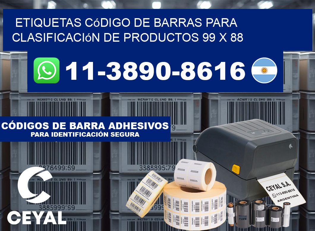 Etiquetas código de barras para clasificación de productos 99 x 88