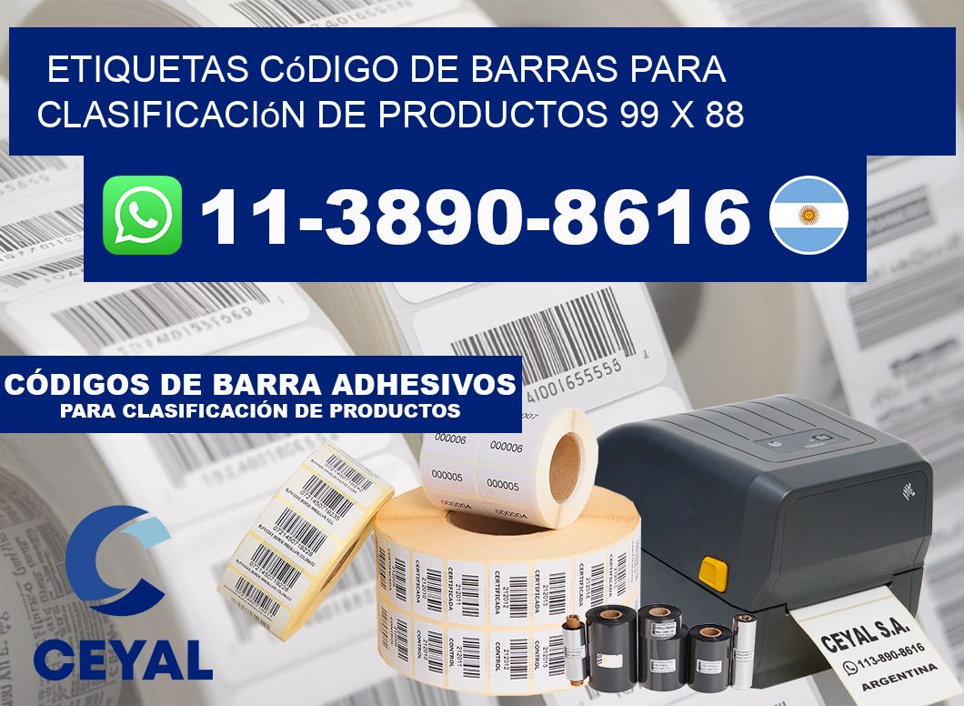 Etiquetas código de barras para clasificación de productos 99 x 88