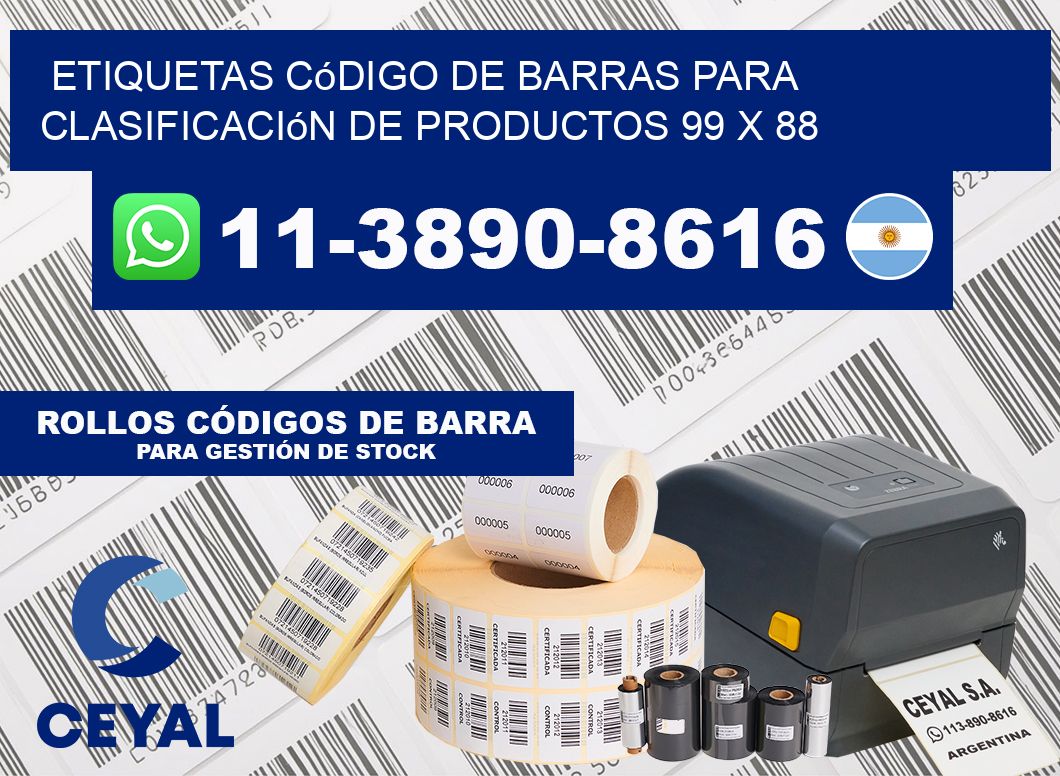 Etiquetas código de barras para clasificación de productos 99 x 88