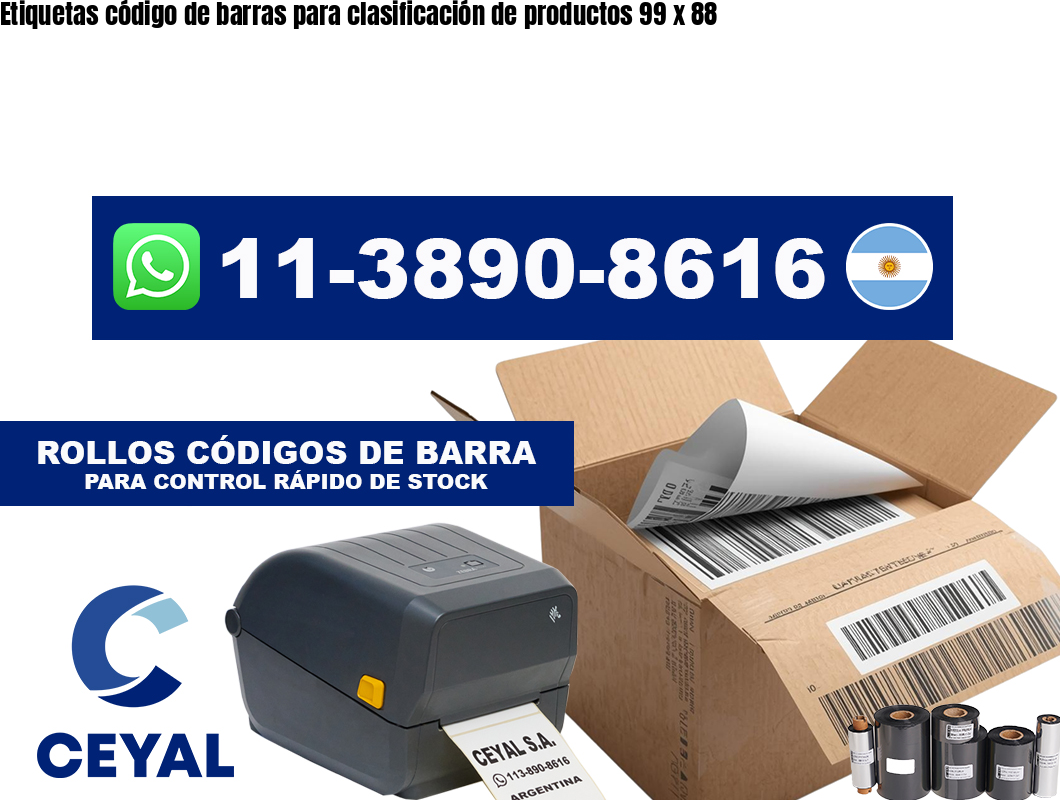 Etiquetas código de barras para clasificación de productos 99 x 88