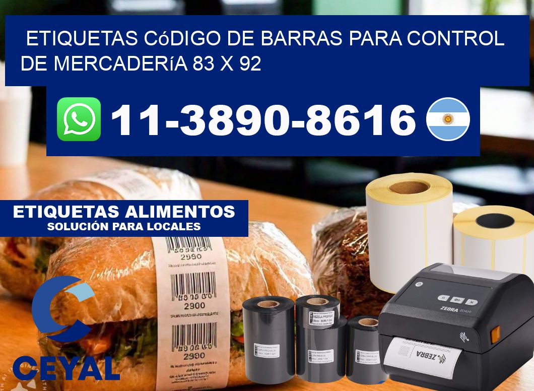 Etiquetas código de barras para control de mercadería 83 x 92
