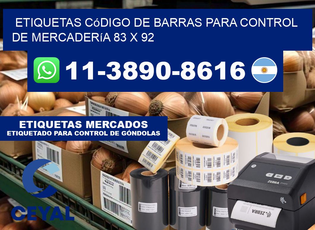 Etiquetas código de barras para control de mercadería 83 x 92