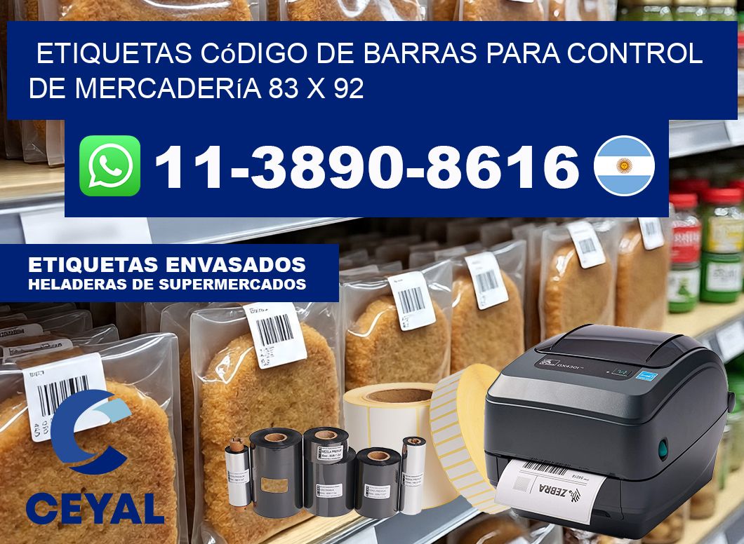 Etiquetas código de barras para control de mercadería 83 x 92
