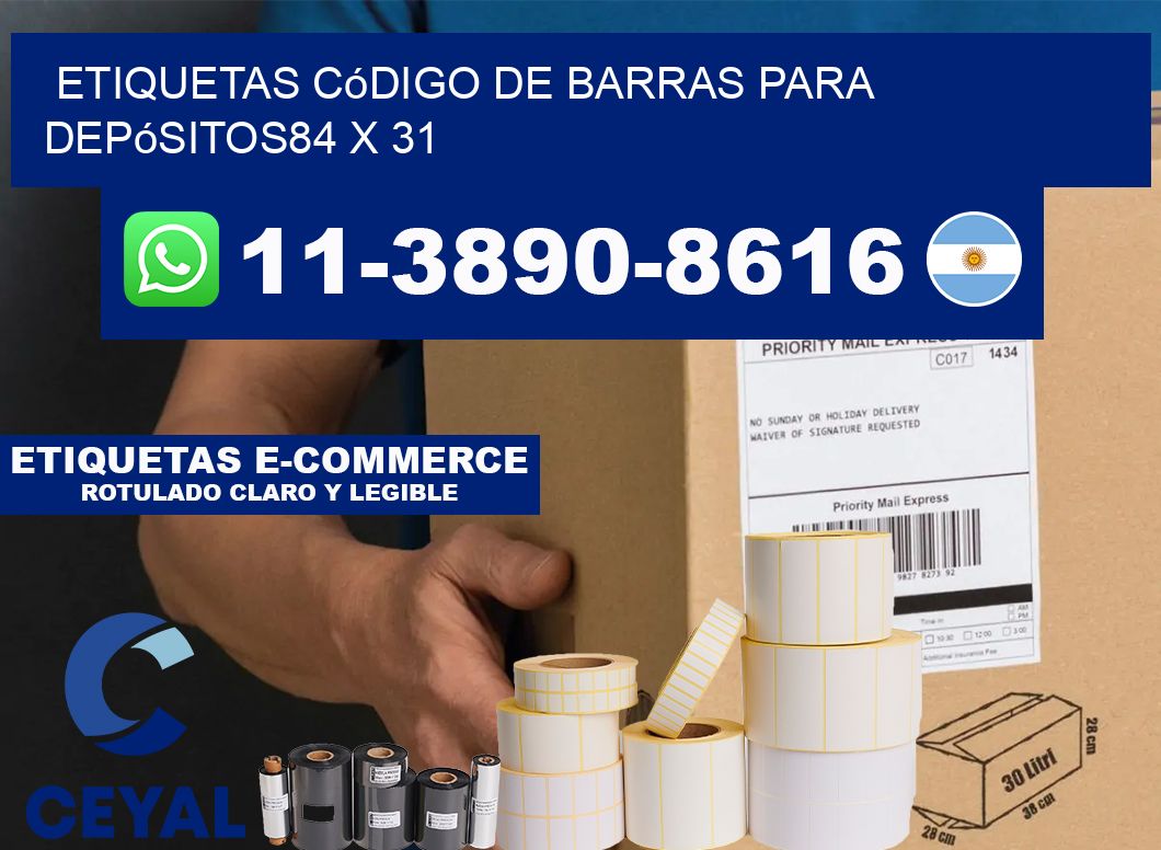 Etiquetas código de barras para depósitos84 x 31
