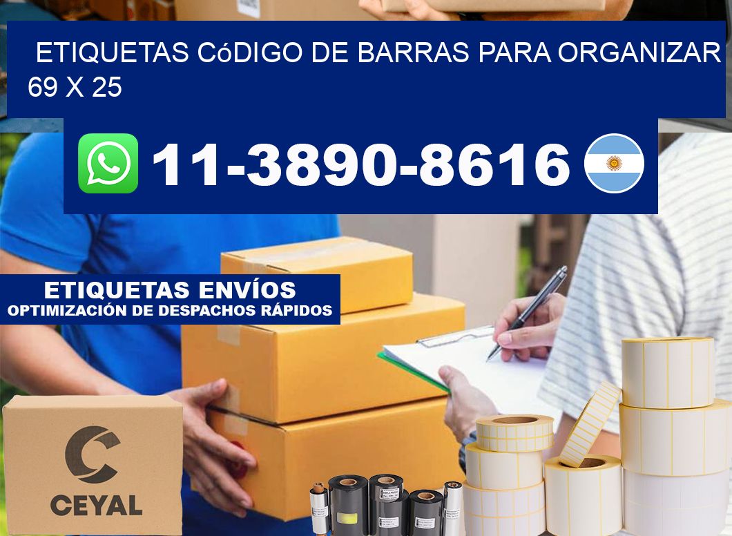 Etiquetas código de barras para organizar 69 x 25