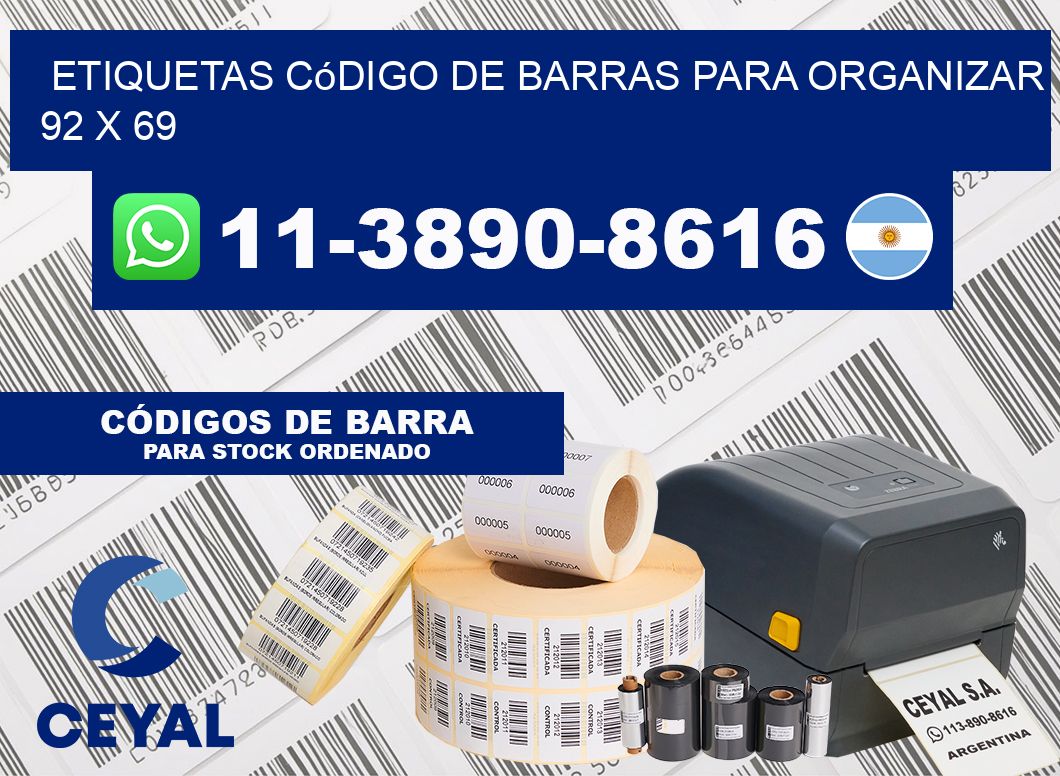 Etiquetas código de barras para organizar 92 x 69