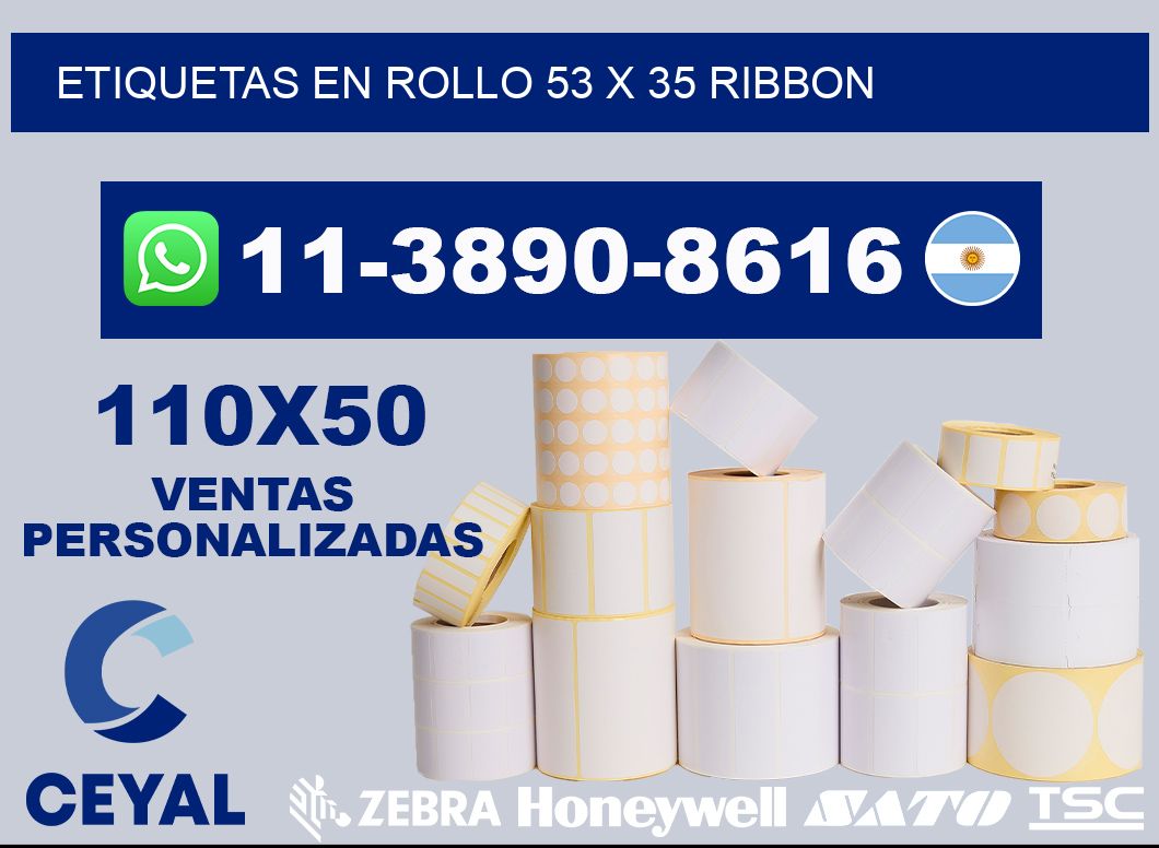 Etiquetas en rollo 53 x 35 ribbon