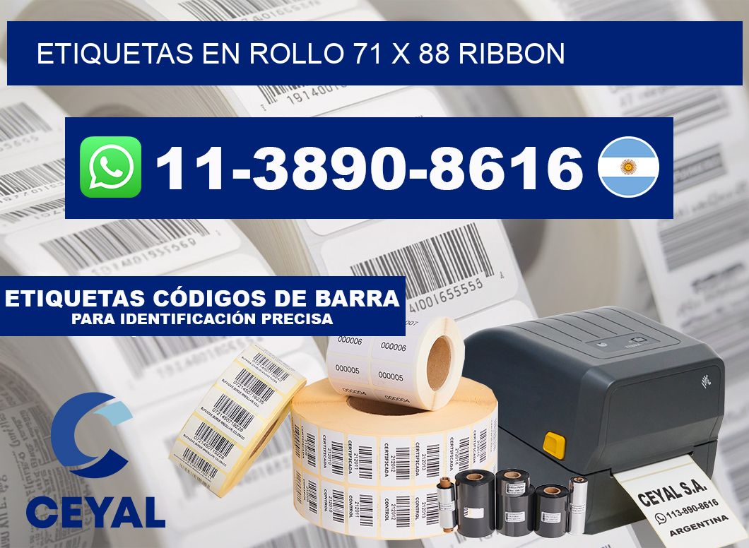 Etiquetas en rollo 71 x 88 ribbon
