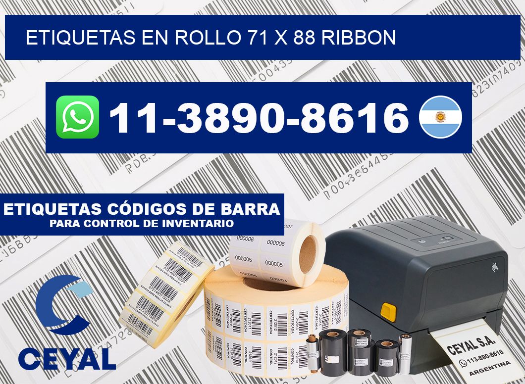 Etiquetas en rollo 71 x 88 ribbon
