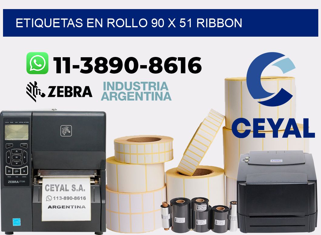 Etiquetas en rollo 90 x 51 ribbon