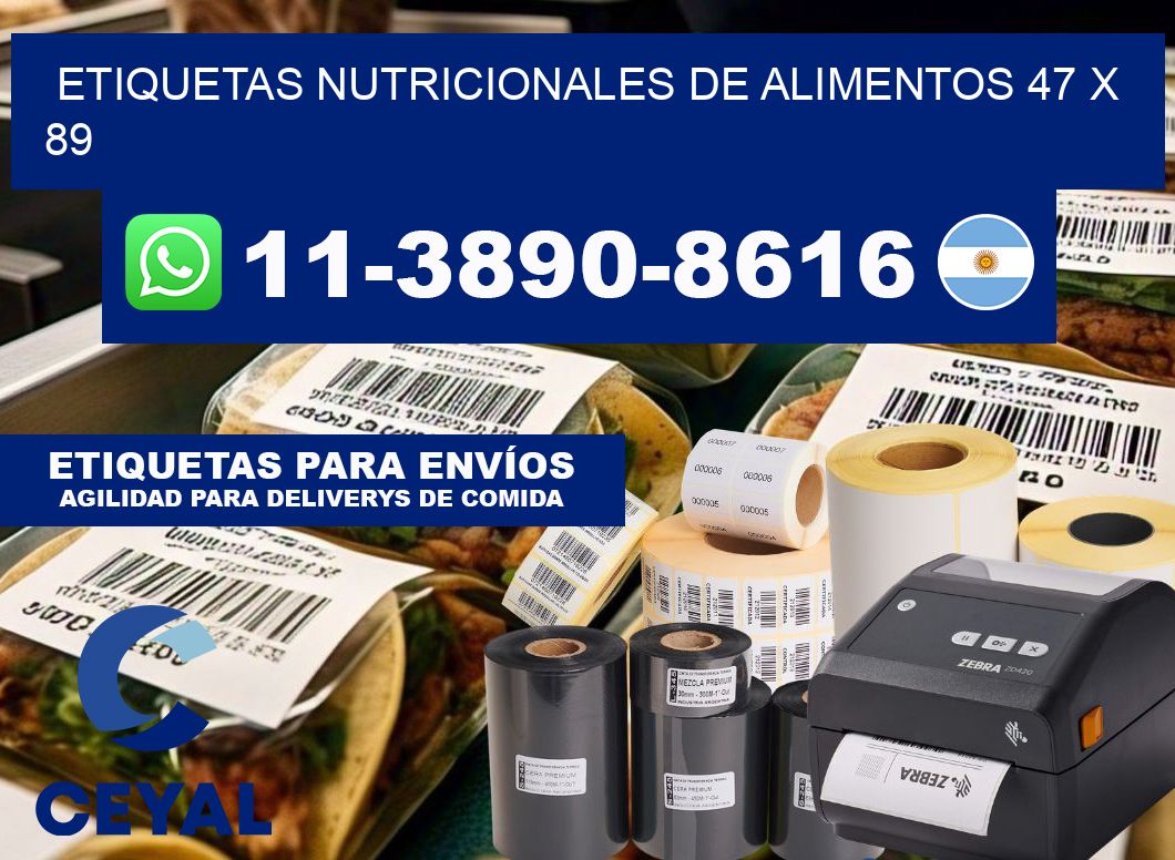 Etiquetas nutricionales de alimentos 47 x 89