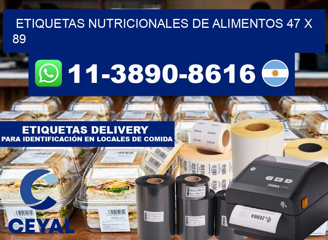 Etiquetas nutricionales de alimentos 47 x 89
