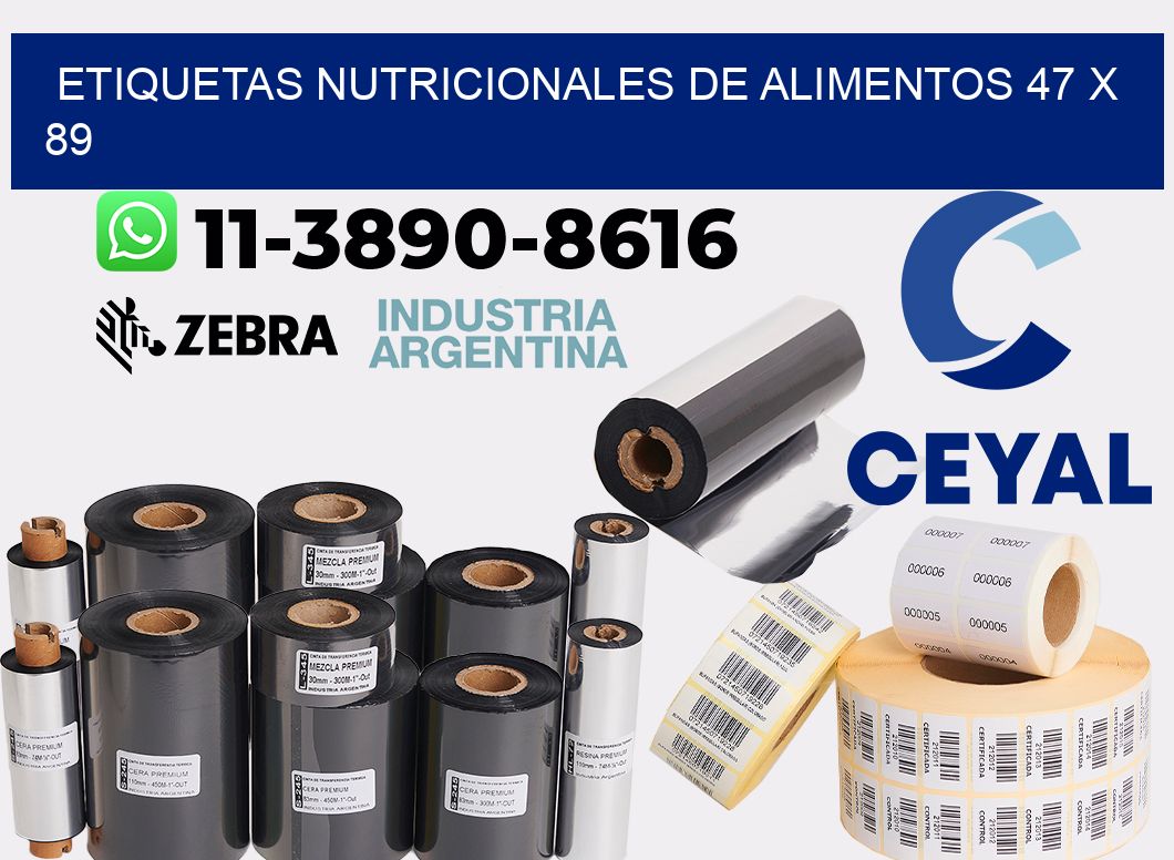 Etiquetas nutricionales de alimentos 47 x 89