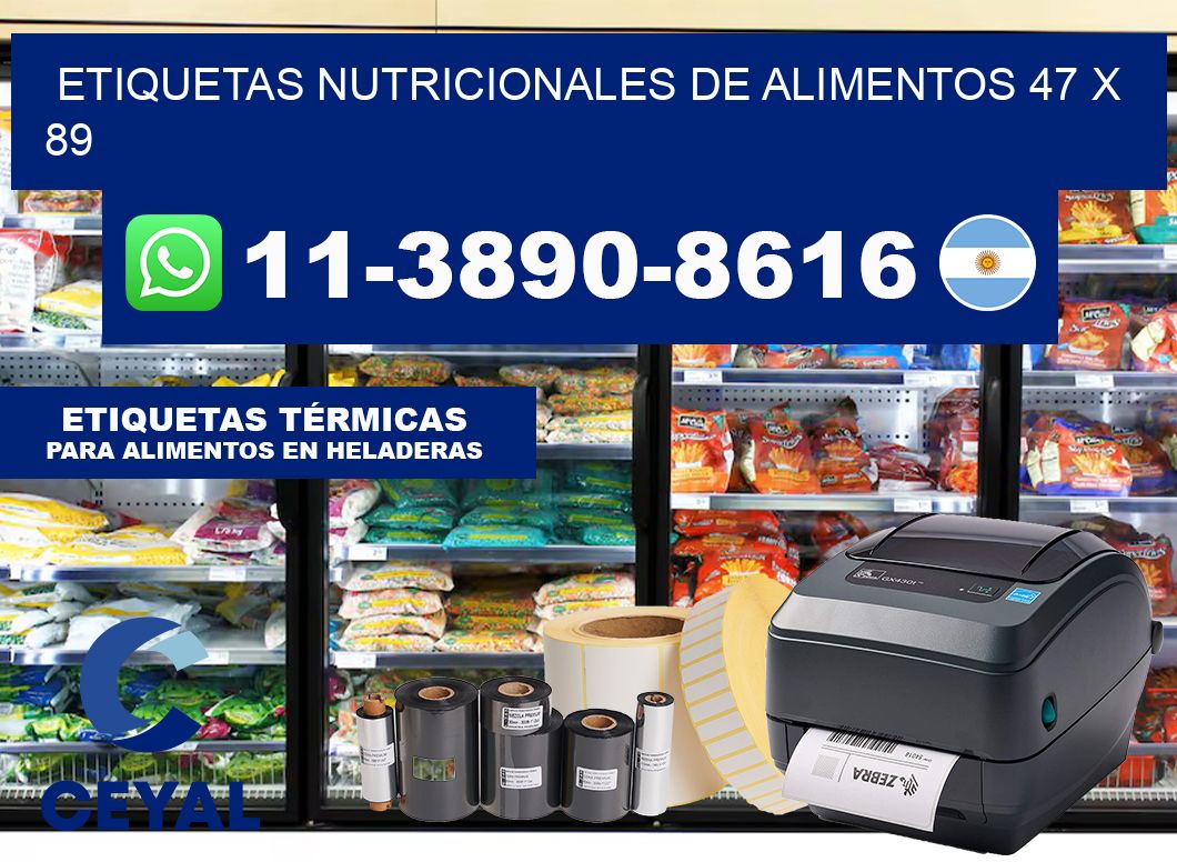 Etiquetas nutricionales de alimentos 47 x 89