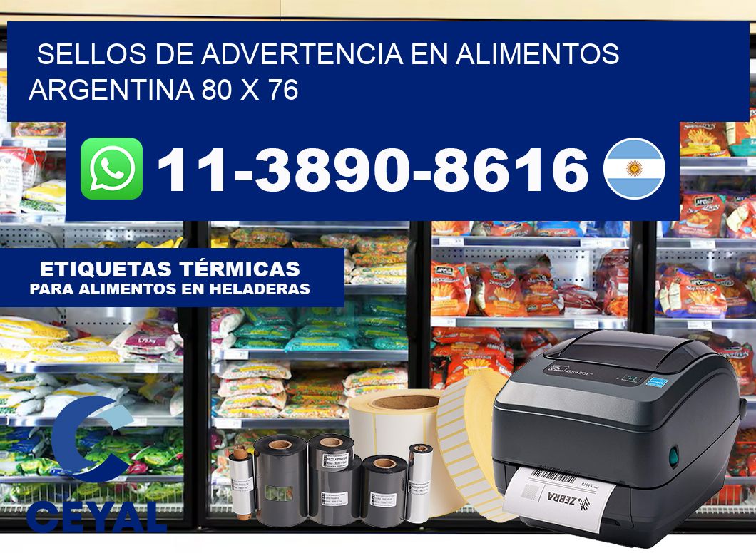 Sellos de advertencia en Alimentos argentina 80 x 76