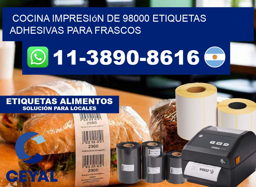 cocina impresión de 98000 etiquetas adhesivas para frascos