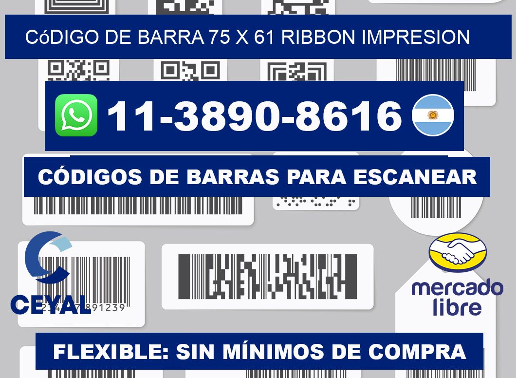 código de barra 75 x 61 ribbon impresion
