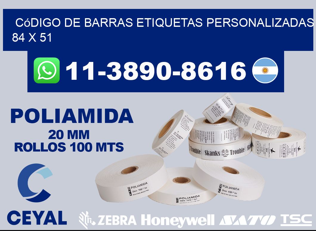 código de barras etiquetas personalizadas 84 x 51