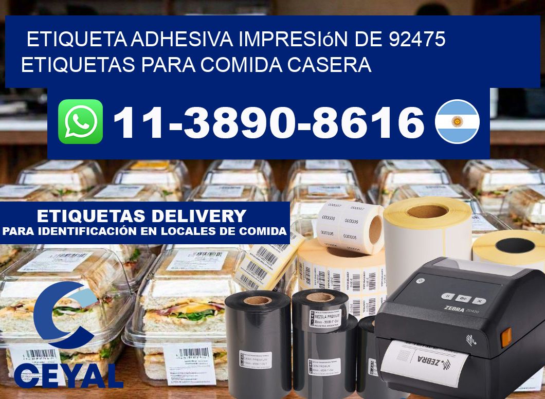 etiqueta adhesiva impresión de 92475 etiquetas para comida casera