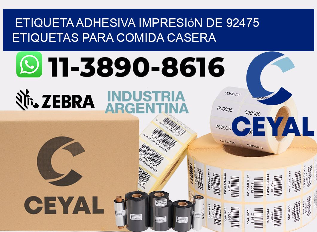 etiqueta adhesiva impresión de 92475 etiquetas para comida casera