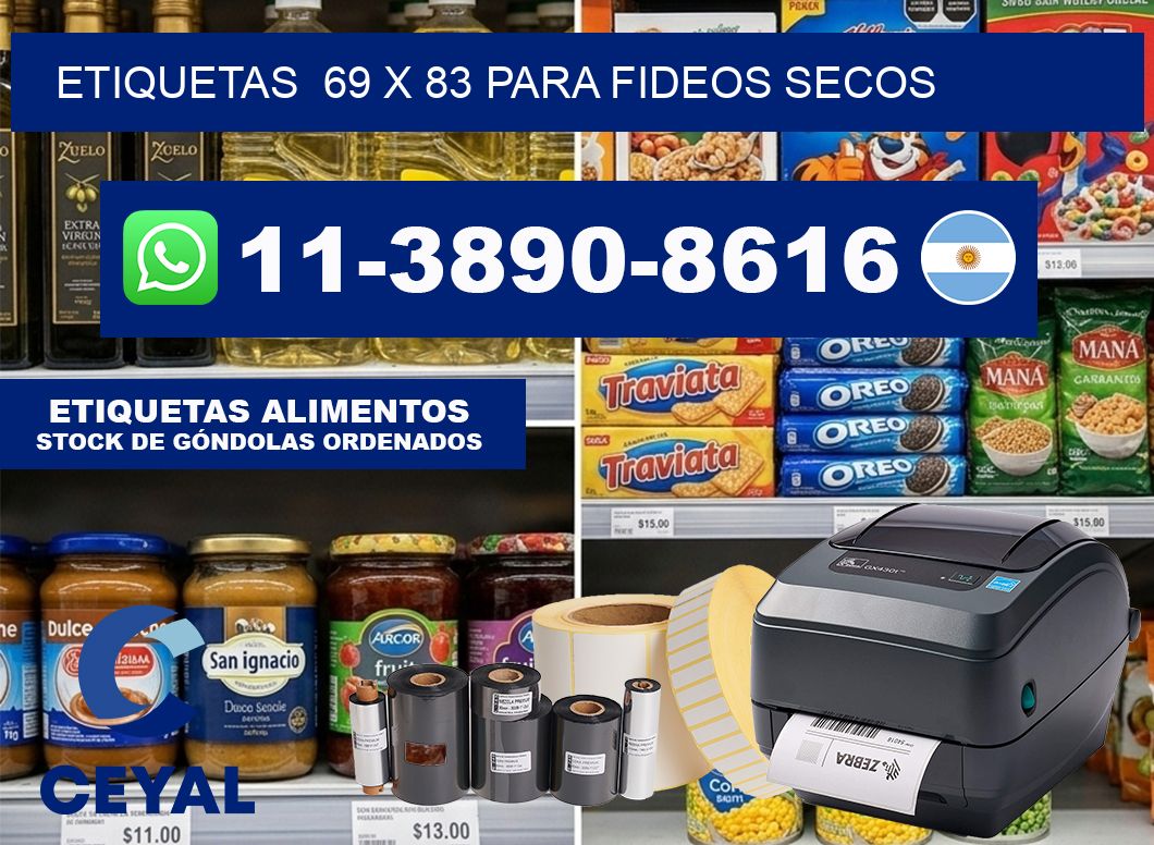 etiquetas  69 x 83 para Fideos secos