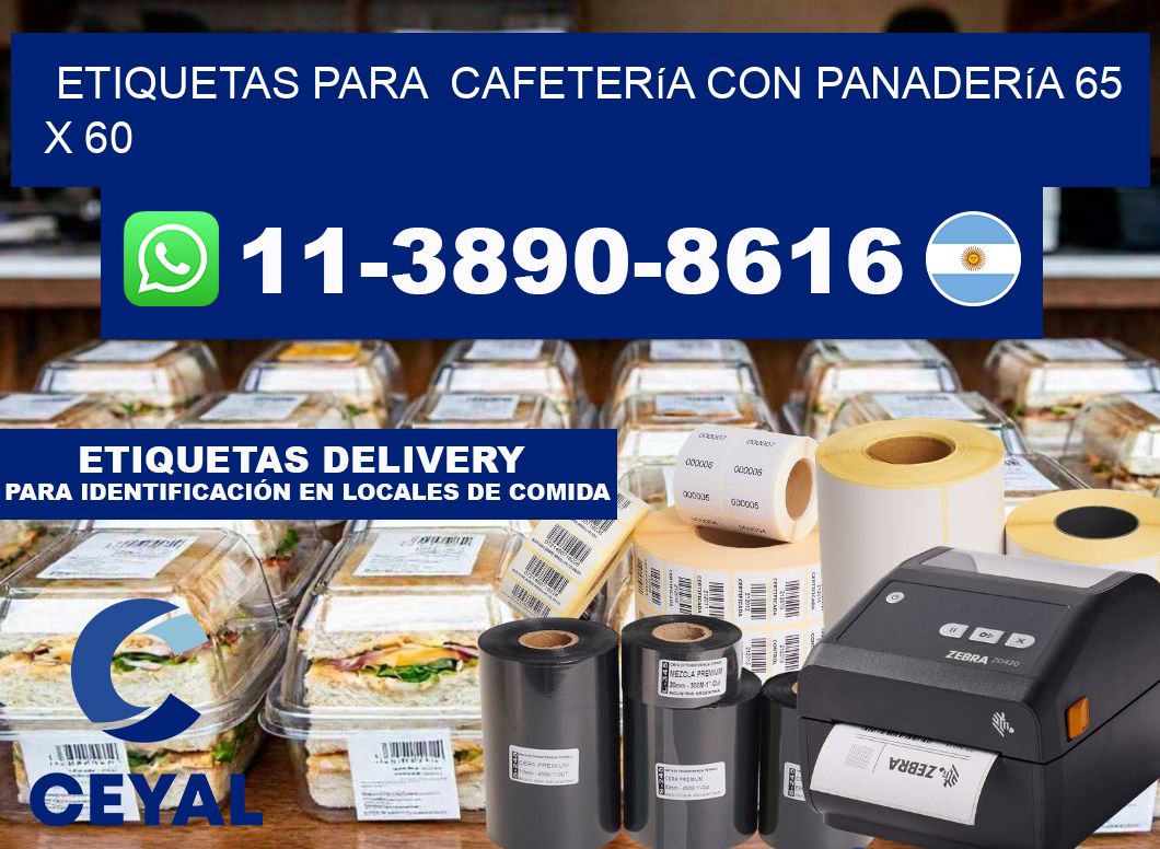 etiquetas para  Cafetería con panadería 65 x 60