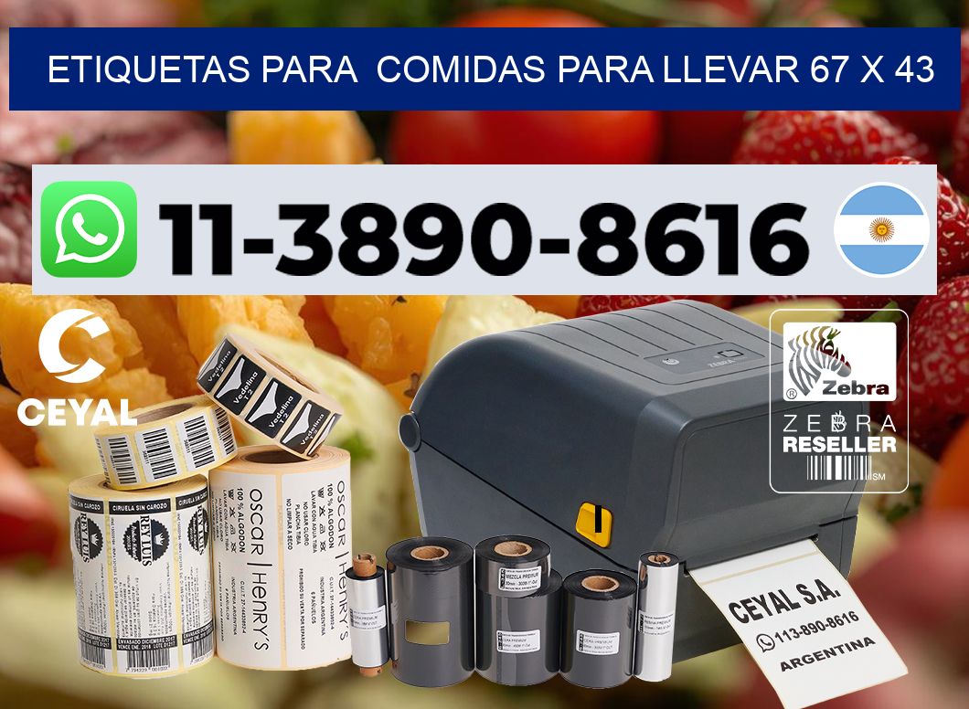 etiquetas para Comidas para llevar 67 x 43