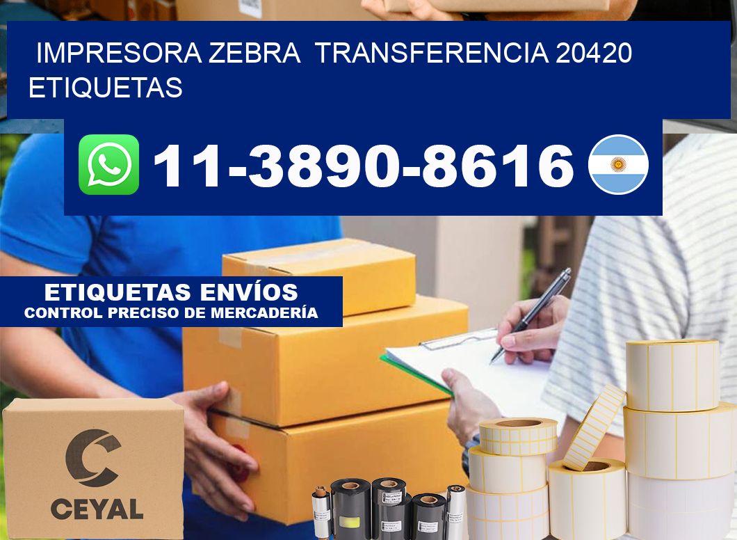impresora zebra  transferencia 20420 etiquetas