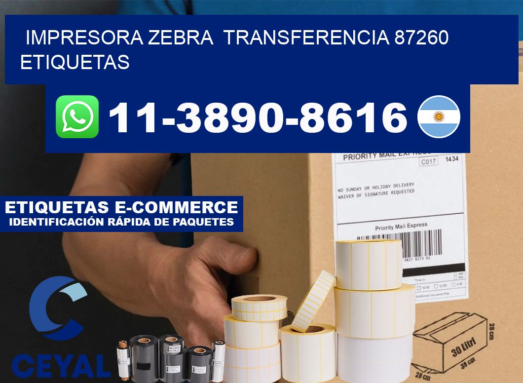 impresora zebra  transferencia 87260 etiquetas