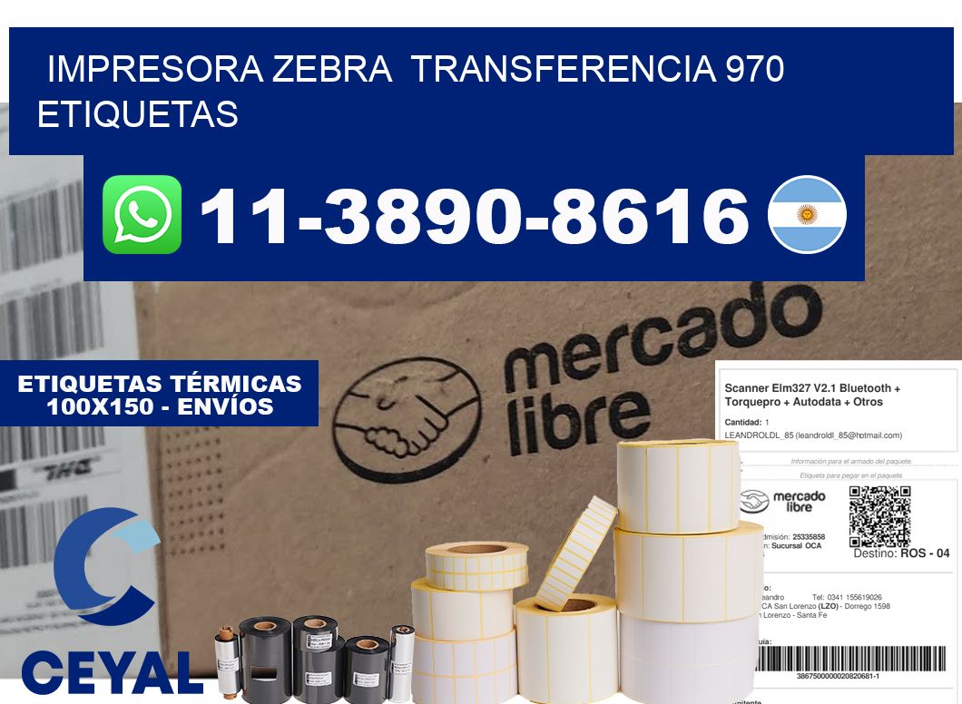 impresora zebra transferencia 970 etiquetas