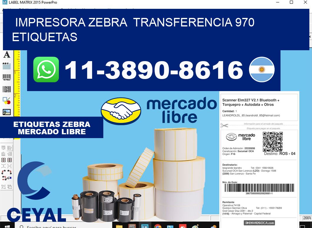 impresora zebra transferencia 970 etiquetas