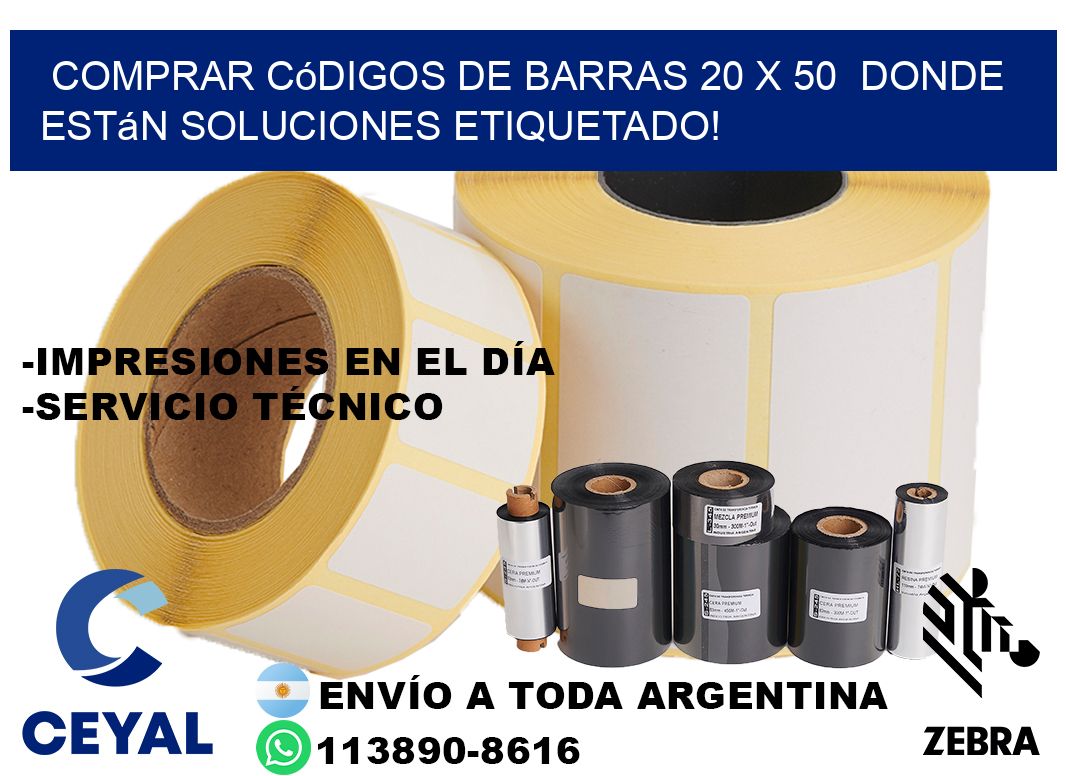 Comprar códigos de barras 20 x 50  donde están soluciones etiquetado!
