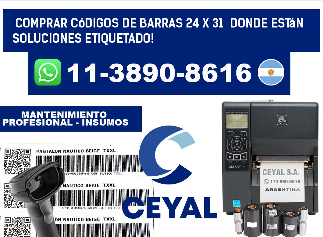 Comprar códigos de barras 24 x 31 donde están soluciones etiquetado!