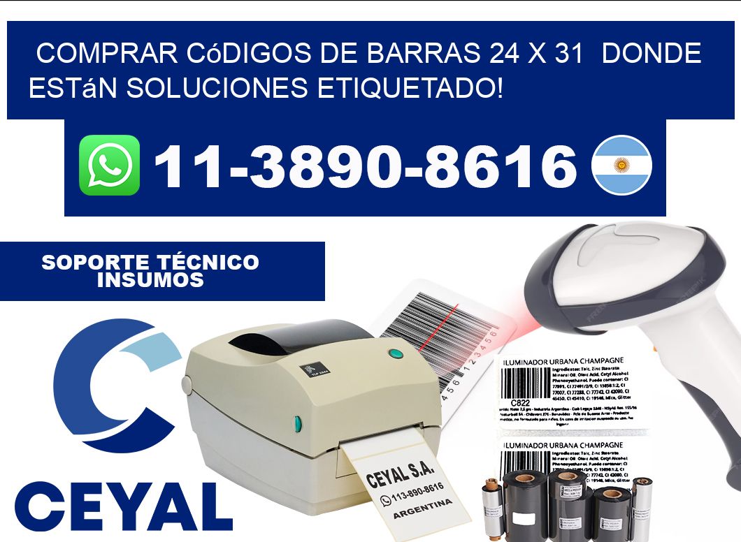 Comprar códigos de barras 24 x 31 donde están soluciones etiquetado!