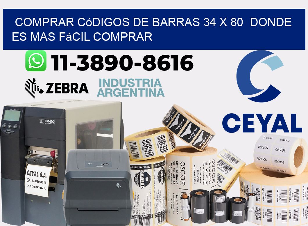 Comprar códigos de barras 34 x 80  Donde es mas fácil comprar