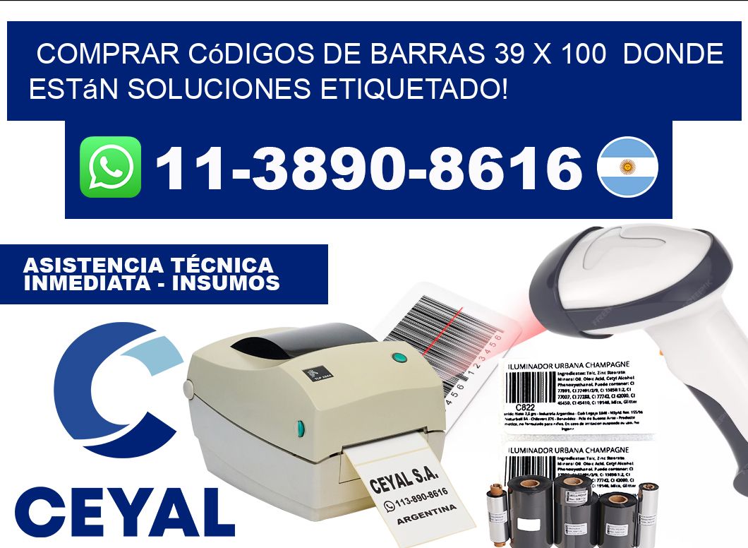 Comprar códigos de barras 39 x 100 donde están soluciones etiquetado!