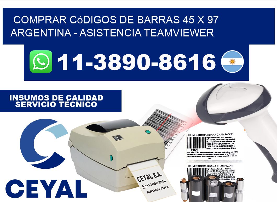 Comprar códigos de barras 45 x 97 argentina - asistencia teamviewer