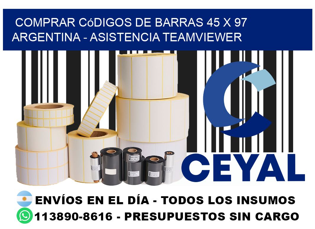 Comprar códigos de barras 45 x 97 argentina - asistencia teamviewer