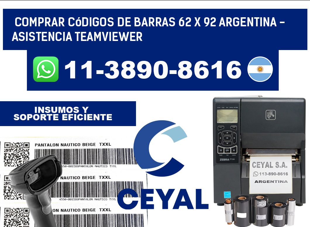 Comprar códigos de barras 62 x 92 argentina - asistencia teamviewer