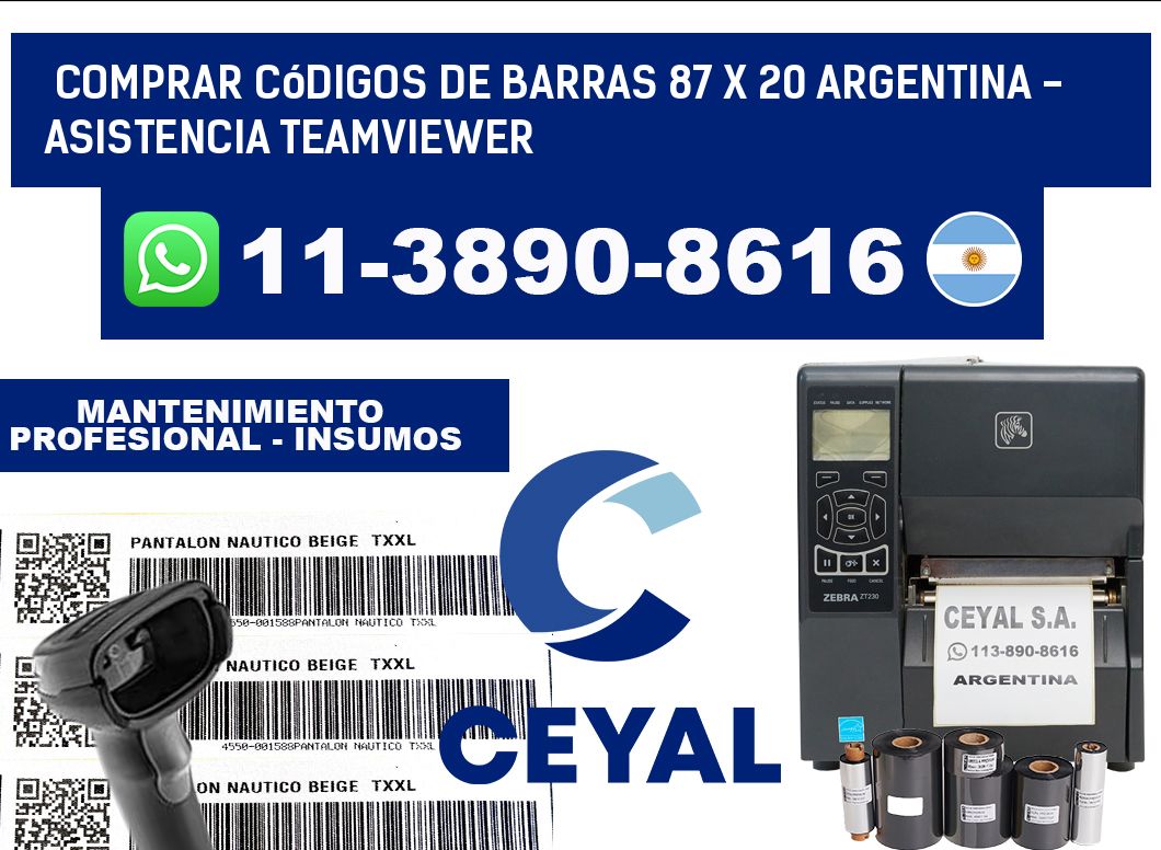 Comprar códigos de barras 87 x 20 argentina - asistencia teamviewer