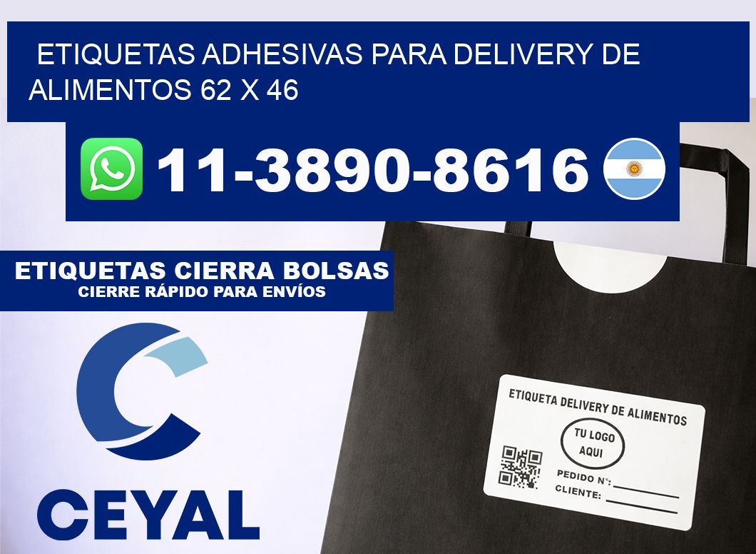 ETIQUETAS ADHESIVAS PARA DELIVERY DE ALIMENTOS 62 x 46