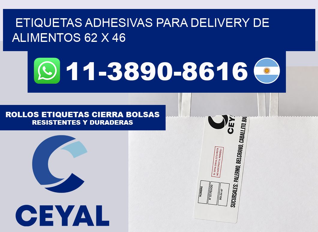 ETIQUETAS ADHESIVAS PARA DELIVERY DE ALIMENTOS 62 x 46