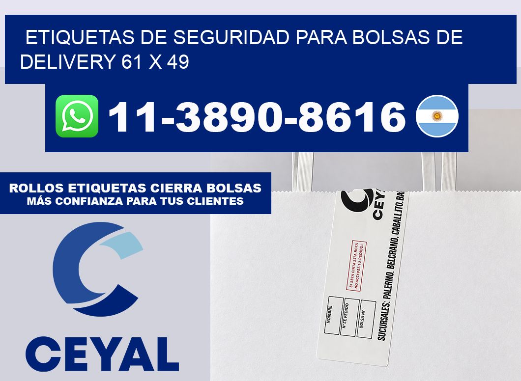 ETIQUETAS DE SEGURIDAD PARA BOLSAS DE DELIVERY 61 x 49