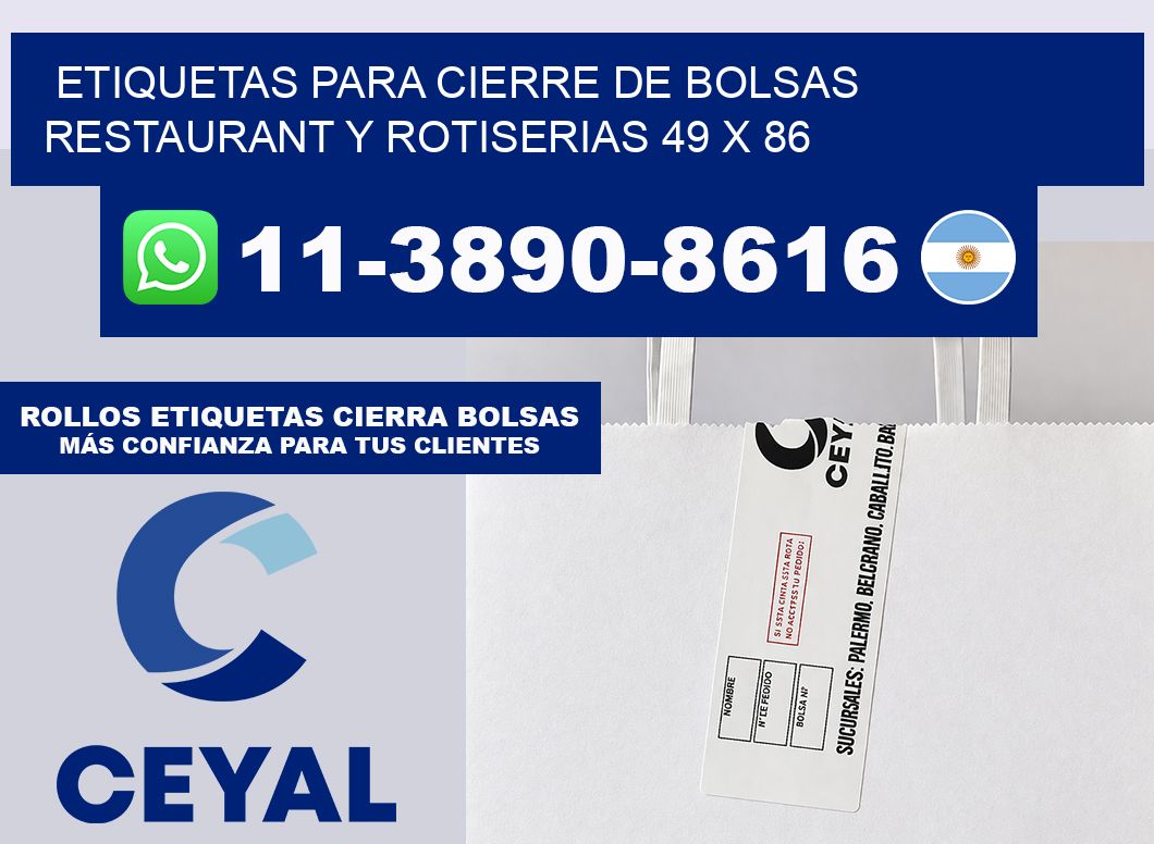 ETIQUETAS PARA CIERRE DE BOLSAS RESTAURANT Y ROTISERIAS 49 x 86