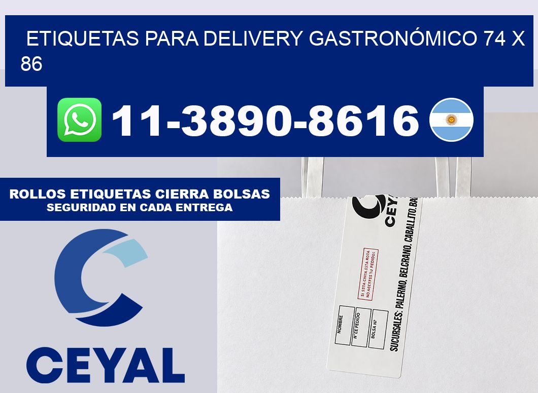 ETIQUETAS PARA DELIVERY GASTRONÓMICO 74 x 86