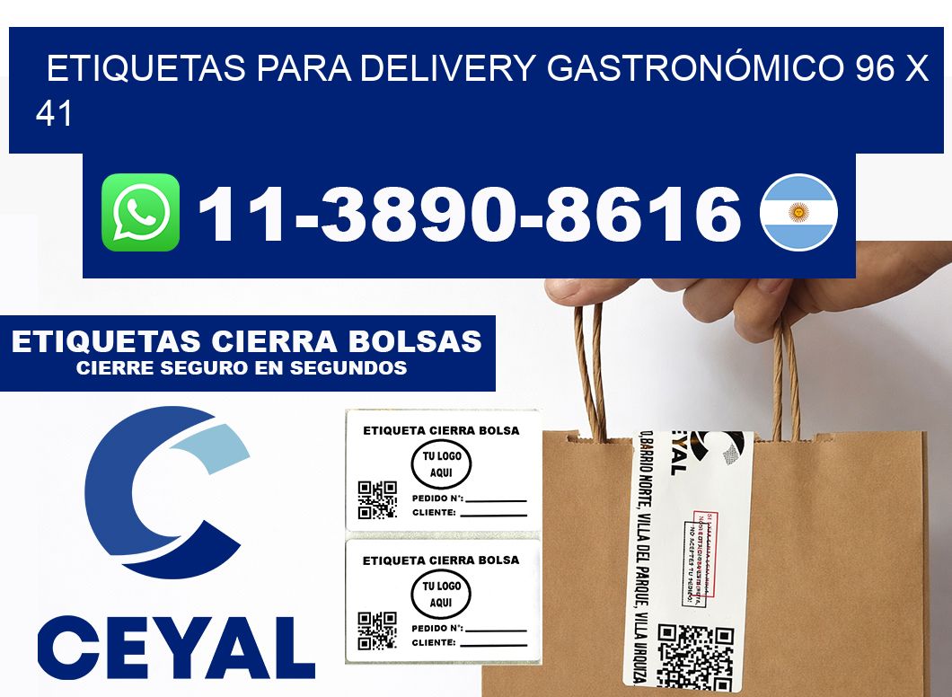ETIQUETAS PARA DELIVERY GASTRONÓMICO 96 x 41